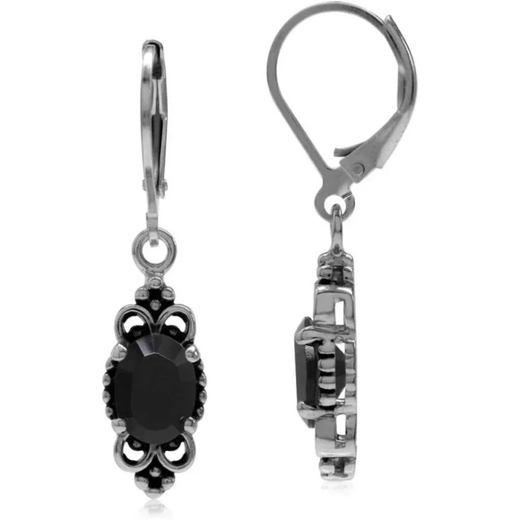 Women's Oval Shape 925 Sterling  Silver Bali Balinese Leverback Dangle Earrings - Picture 5 of 9